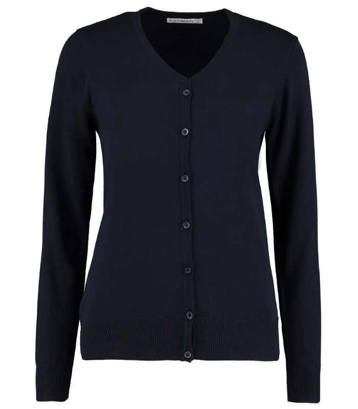 Kustom Kit Kustom Kit Ladies Arundel Cotton Acrylic V Neck Cardigan in NAV