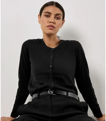 Kustom Kit Kustom Kit Ladies Arundel Round Neck Cardigan in BLK