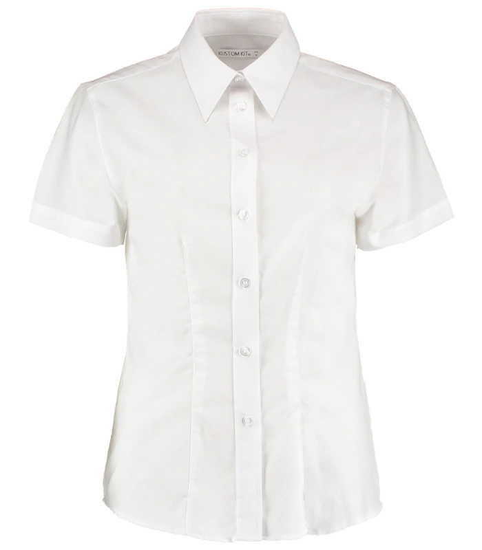 Kustom Kit Kustom Kit Ladies Short Sleeve Tailored Workwear Oxford Shirt in WHI