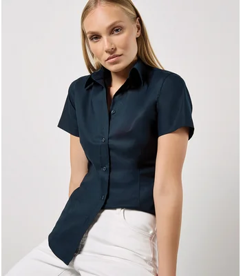 Kustom Kit Kustom Kit Ladies Short Sleeve Tailored Workwear Oxford Shirt in FNA