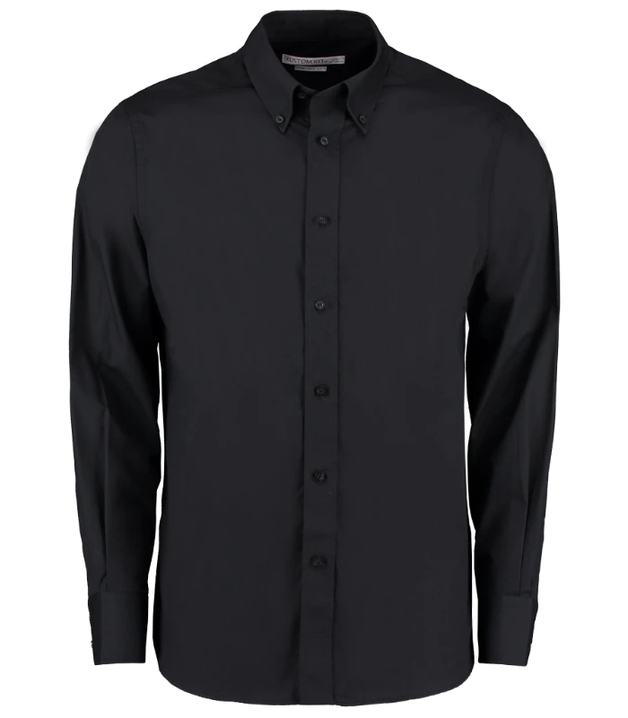 Kustom Kit Kustom Kit Long Sleeve Tailored City Business Shirt in BLK