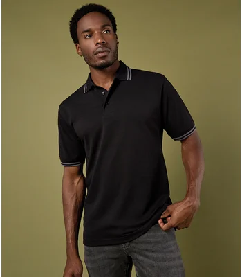 Kustom Kit Kustom Kit Contrast Tipped Poly/Cotton Piqué Polo Shirt in CH/BK