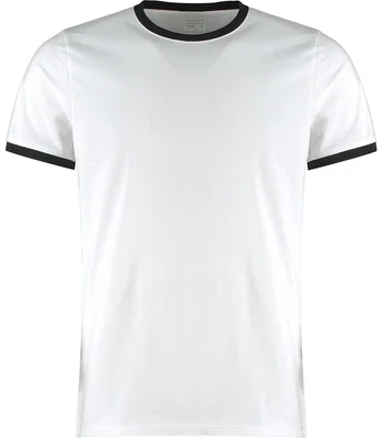 Kustom Kit Kustom Kit Fashion Fit Ringer T-Shirt in WH/BK