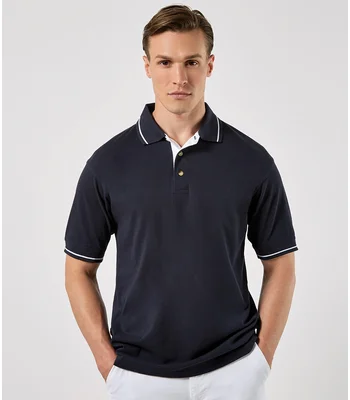 Kustom Kit Kustom Kit St Mellion Tipped Cotton Piqué Polo Shirt in NV/WH