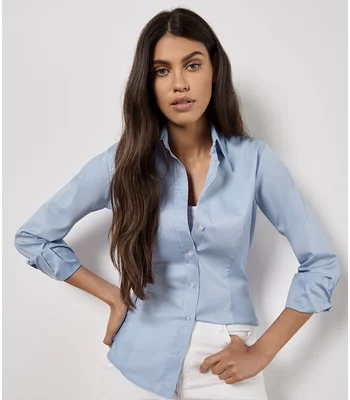 Kustom Kit Kustom Kit Ladies Premium Long Sleeve Tailored Oxford Shirt in LBL