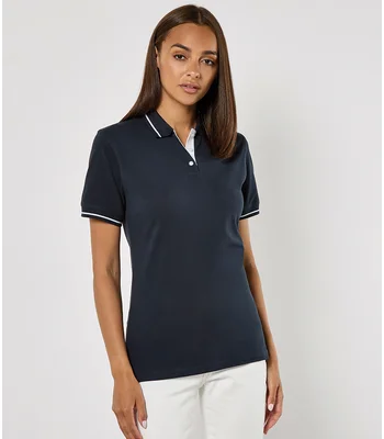 Kustom Kit Kustom Kit Ladies St Mellion Tipped Cotton Piqué Polo Shirt in NV/WH