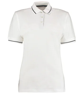 Kustom Kit Kustom Kit Ladies St Mellion Tipped Cotton Piqué Polo Shirt in WH/NV