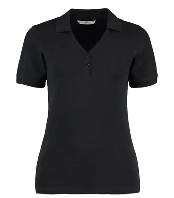 Kustom Kit Kustom Kit Sophia Comfortec® V Neck Polo Shirt in BLK