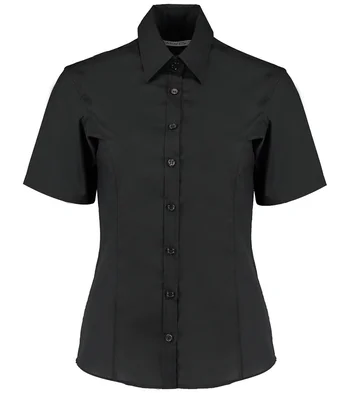 Kustom Kit Kustom Kit Ladies Short Sleeve Tailored Business Shirt in BLK