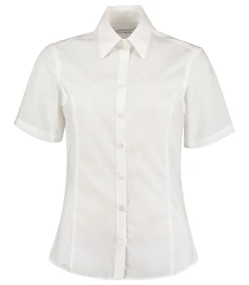 Kustom Kit Kustom Kit Ladies Short Sleeve Tailored Business Shirt in WHI