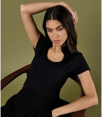 Kustom Kit Kustom Kit Ladies Keyhole Neck Corporate Top in BLK