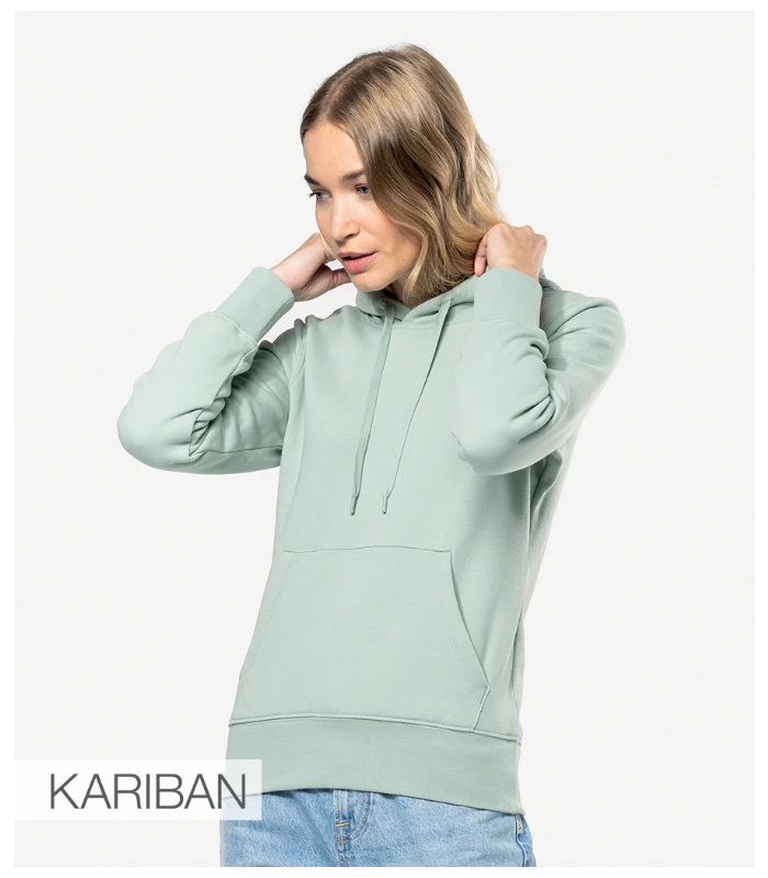 Kariban Kariban Ladies Eco Friendly Hooded Sweatshirt in BLK