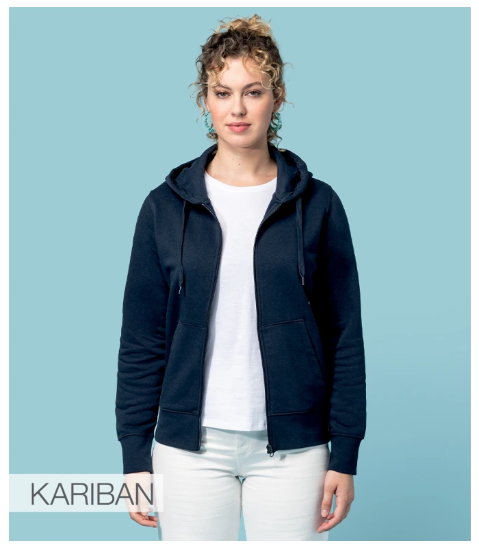 Kariban Kariban Ladies Eco Friendly Full Zip Hoodie in BLK