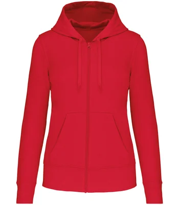 Kariban Kariban Ladies Eco Friendly Full Zip Hoodie in RED