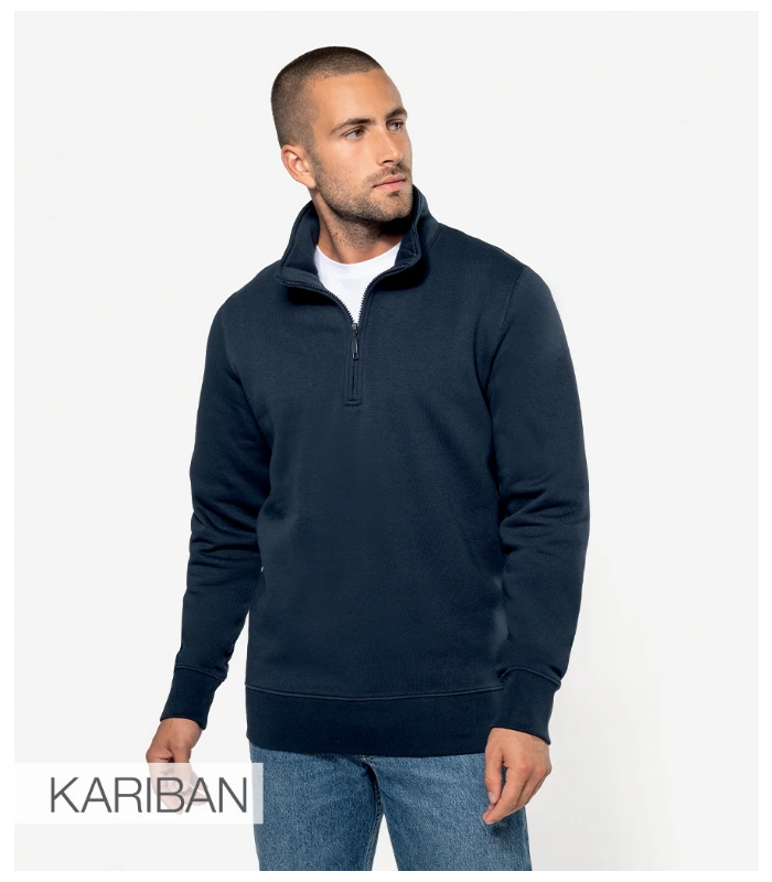 Kariban Kariban Zip Neck Sweatshirt in BLK