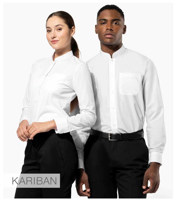 Kariban Kariban Ladies Long Sleeve Mandarin Collar Shirt in BLK