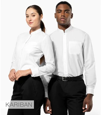 Kariban Kariban Ladies Long Sleeve Mandarin Collar Shirt in WHI