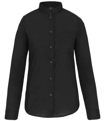 Kariban Kariban Ladies Long Sleeve Mandarin Collar Shirt in BLK