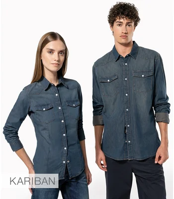 Kariban Kariban Ladies Long Sleeve Denim Shirt in DNM
