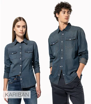 Kariban Kariban Long Sleeve Denim Shirt in DNM