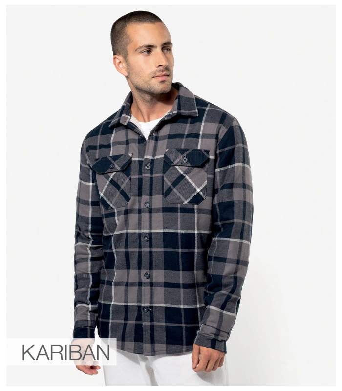 Kariban Kariban Sherpa Lined Checked Shirt Jacket in SRM/N