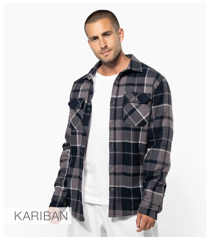 Kariban Kariban Sherpa Lined Checked Shirt Jacket in SRM/N