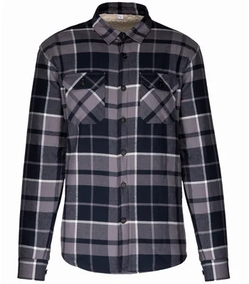 Kariban Kariban Sherpa Lined Checked Shirt Jacket in RD/NV