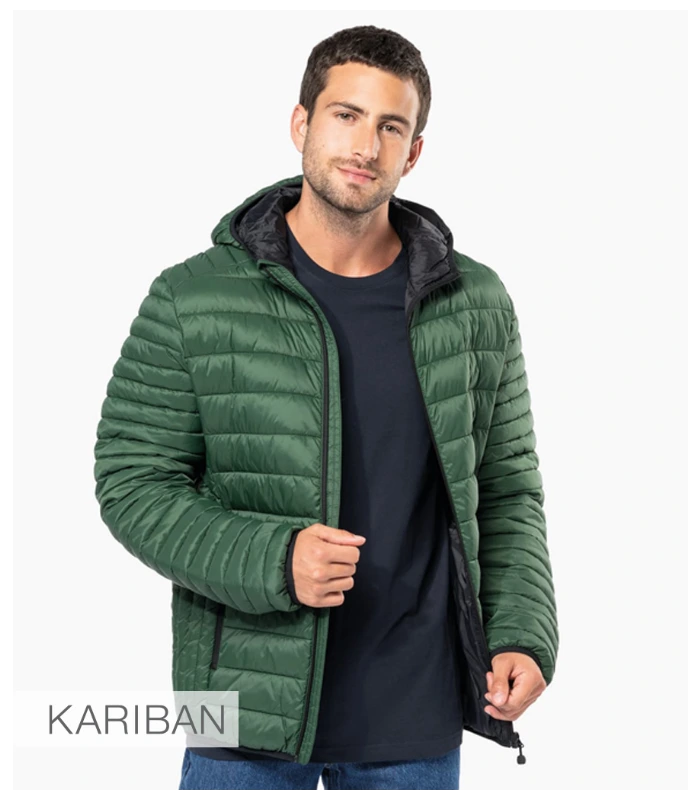 Kariban Kariban Lightweight Hooded Padded Jacket in BLK