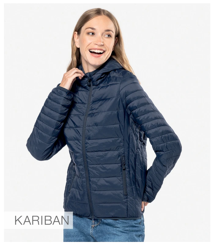 Kariban Kariban Ladies Lightweight Hooded Padded Jacket in BLK