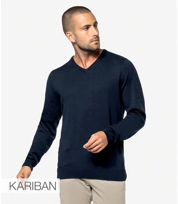 Kariban Kariban Cotton Acrylic V Neck Sweater in NAV