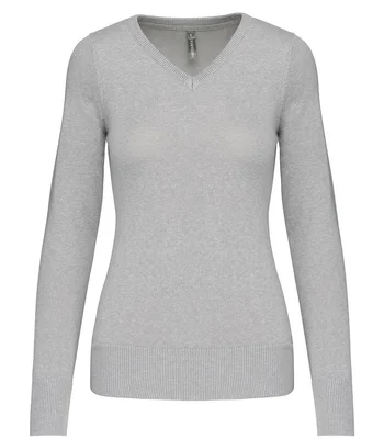 Kariban Kariban Ladies Cotton Acrylic V Neck Sweater in GME