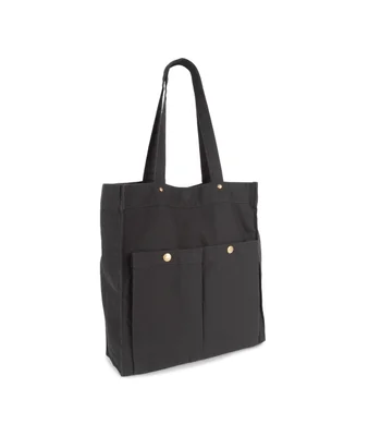 Kimood Kimood Washed Cotton Bag with Pockets in Washed Black