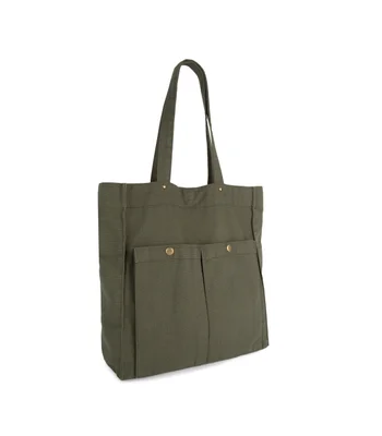 Kimood Kimood Washed Cotton Bag with Pockets in Washed Black