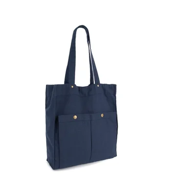 Kimood Kimood Washed Cotton Bag with Pockets in Washed Navy