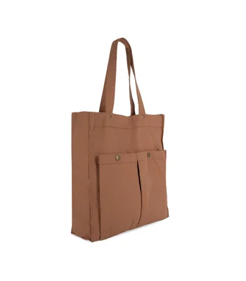 Kimood Kimood Washed Cotton Bag with Pockets in Washed Russet