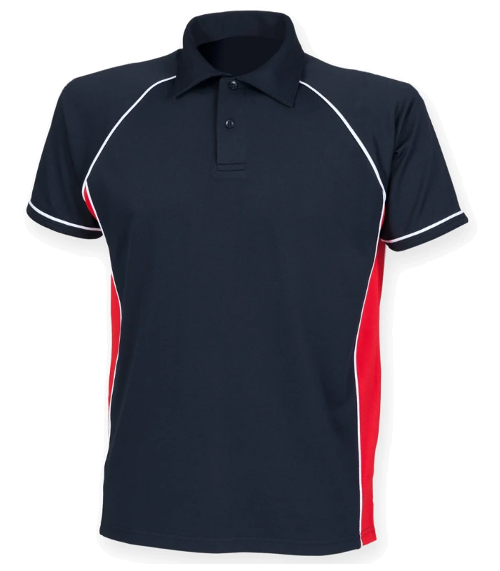 Finden + Hales Finden + Hales Performance Piped Polo Shirt in N/R/W