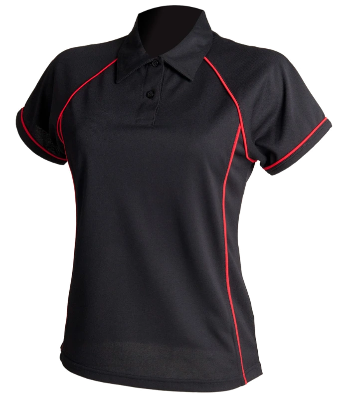 Finden + Hales Finden + Hales Ladies Performance Piped Polo Shirt in BK/RD