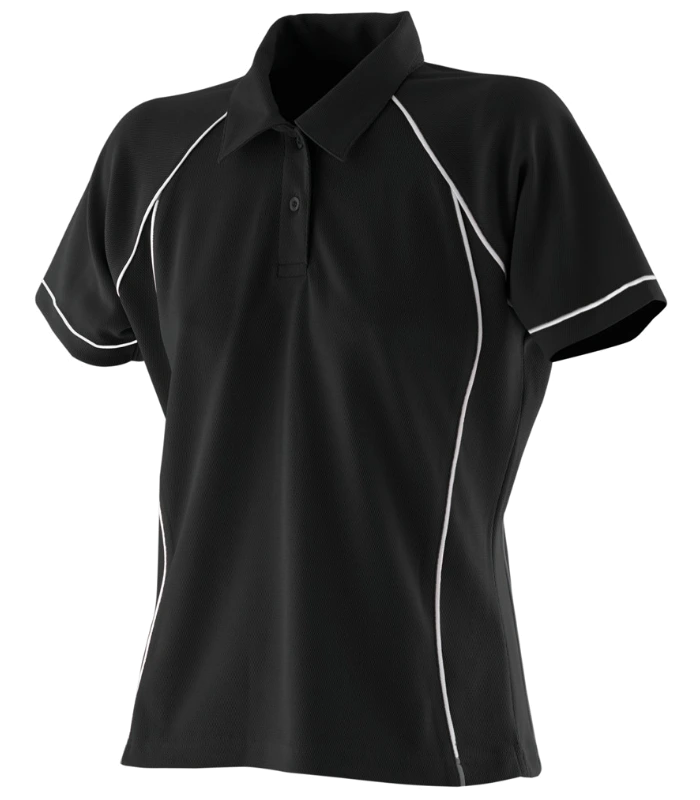 Finden + Hales Finden + Hales Ladies Performance Piped Polo Shirt in BK/WH