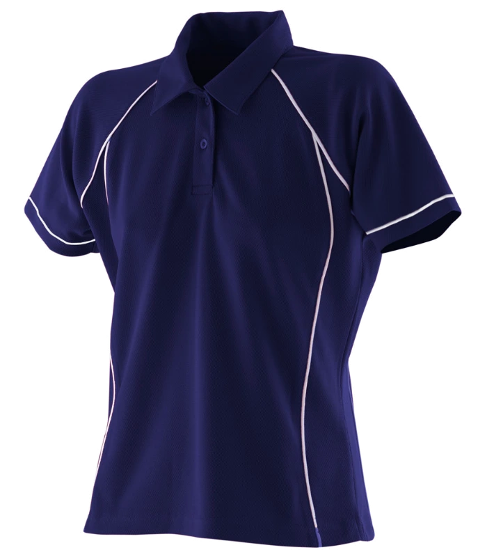 Finden + Hales Finden + Hales Ladies Performance Piped Polo Shirt in NV/WH