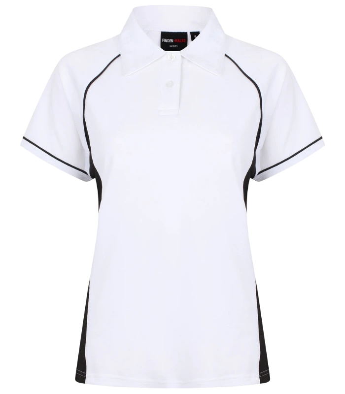 Finden + Hales Finden + Hales Ladies Performance Piped Polo Shirt in W/B/B