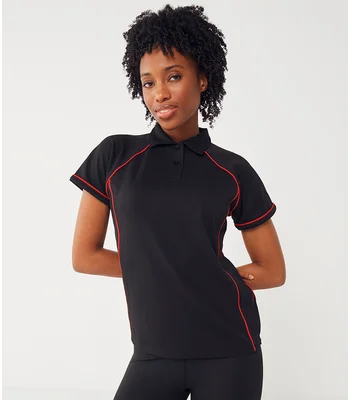 Finden + Hales Finden + Hales Ladies Performance Piped Polo Shirt in BK/BK