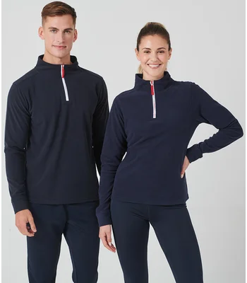Finden + Hales Finden + Hales Zip Neck Piped Micro Fleece in BK/RD