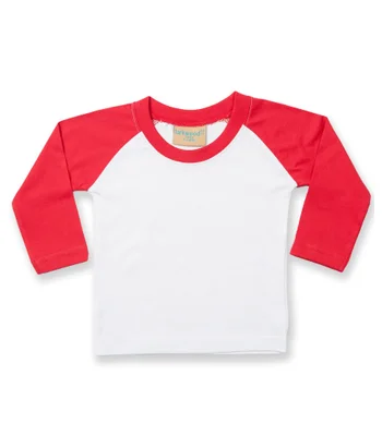 Larkwood Larkwood Baby/Toddler Long Sleeve Baseball T-Shirt in WH/RD