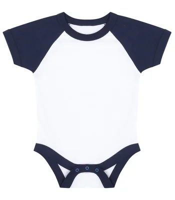 Larkwood Larkwood Essential Short Sleeve Baby Baseball Bodysuit in WH/HE