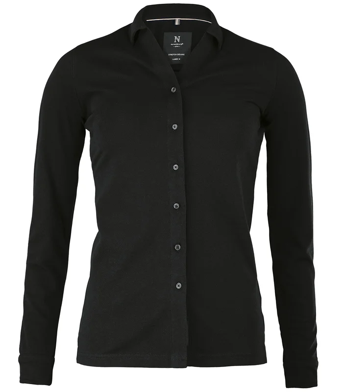 Nimbus Nimbus Womens Kingston stretch deluxe piqué shirt in Black