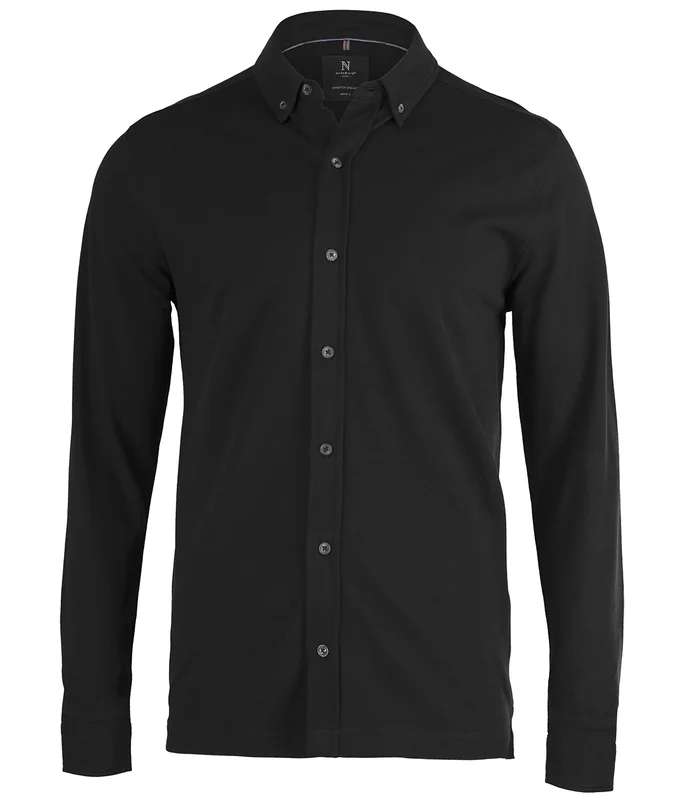 Nimbus Nimbus Kingston stretch deluxe piqué shirt in Black