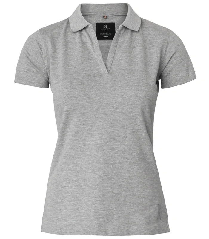 Nimbus Nimbus Womens Harvard v-neck stretch deluxe polo in Grey Melange