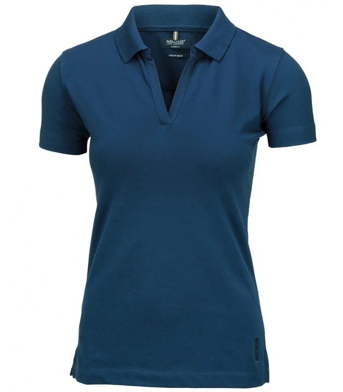 Nimbus Nimbus Womens Harvard v-neck stretch deluxe polo in Indigo Blue