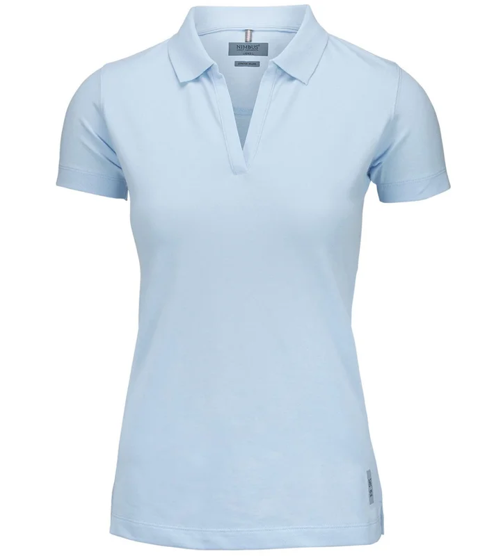 Nimbus Nimbus Womens Harvard v-neck stretch deluxe polo in Sky Blue