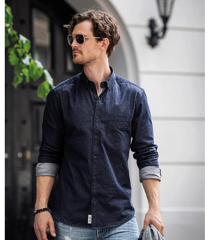 Nimbus Nimbus Torrance slim fit raw and stylish denim shirt in Indigo Blue